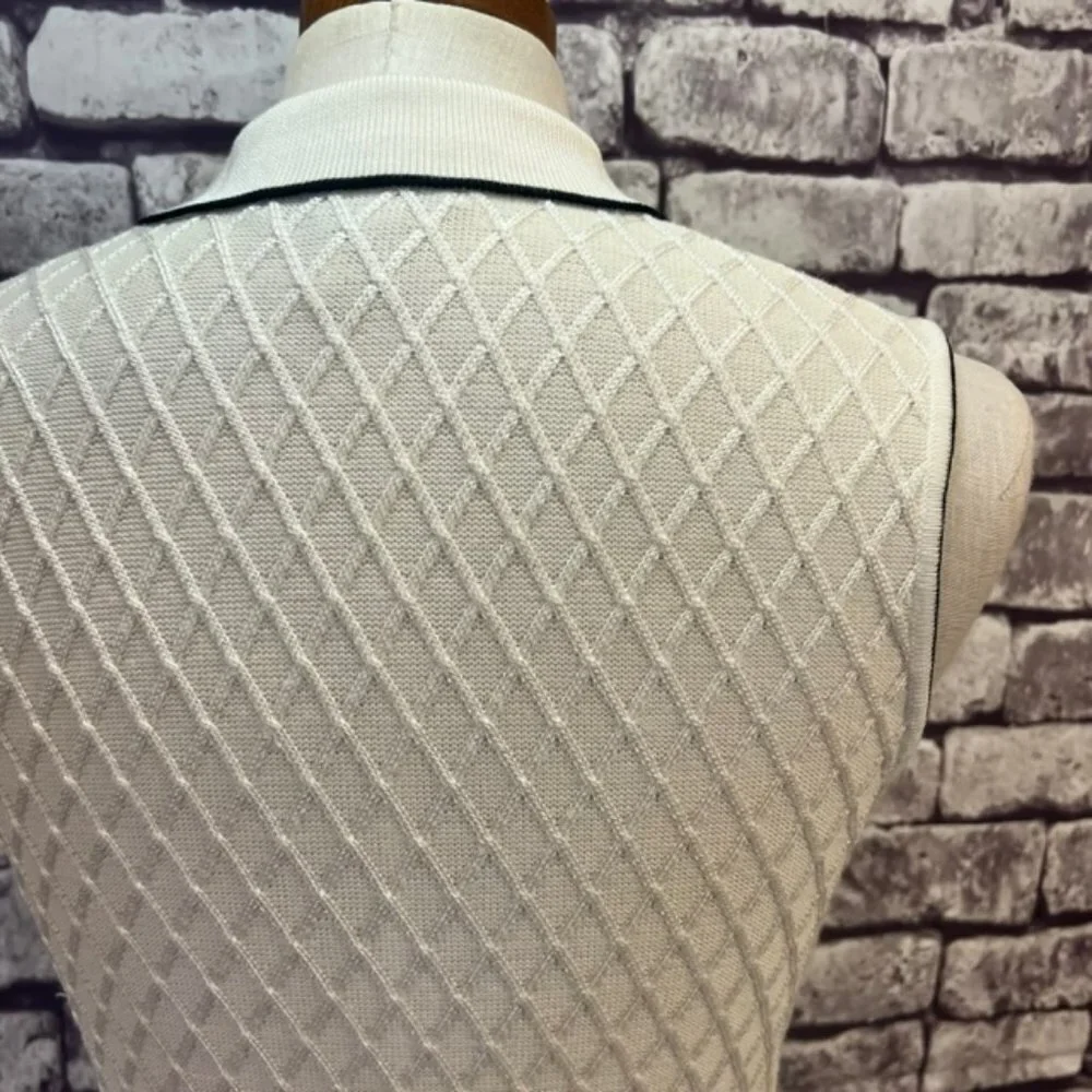 Tehama Vintage White & Black Sleeveless Sweater Size Medium - Picture 7 of 9